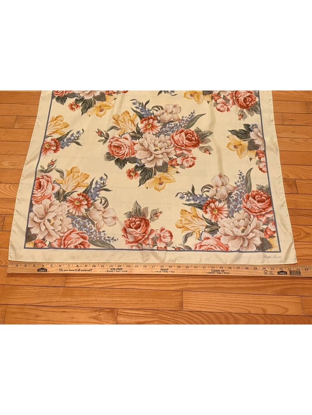 Vintage Polo Ralph Lauren Silk Yellow Floral Scarf 33”x 34” Stunning! - Picture 9 of 10